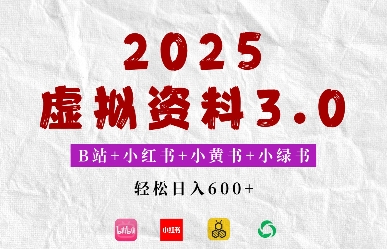2025年B站+小红书+小黄书+小绿书组合新玩法，虚拟资料3.0打法，轻松日入多张-小何资源库