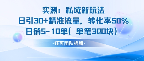 实测私域新玩法日引30加精准流量转化率50%日销5-10单每笔3张-小何资源库