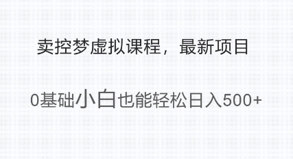 最新小众项目，利用人们猎奇的心理卖控梦虚拟课程，0基础小白也能轻松日入多张-小何资源库