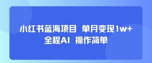 小红书蓝海项目 单月变现1w+ 全程AI 操作简单-小何资源库