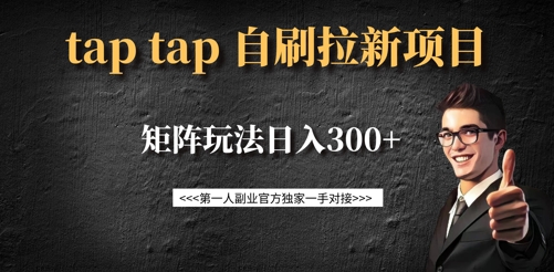 taptap拉新自刷项目，一个新用户14元，矩阵玩法日入300+-小何资源库