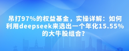 付费文章：吊打97%的权益基金，实操详解：如何利用deepseek来选出一个年化15.55%的大牛股组合?-小何资源库