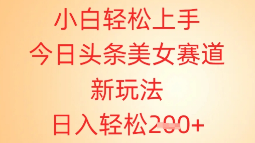 小白轻松上手，今日头条美女赛道新玩法，日入轻松2张+-小何资源库