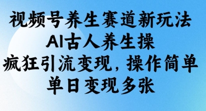 视频号养生赛道新玩法，AI古人养生操，疯狂引流变现，操作简单，单日变现多张-小何资源库