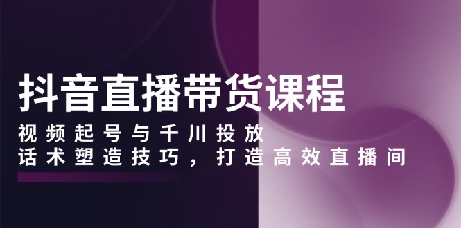 （13848期）抖音直播带货课程，视频起号与千川投放，话术塑造技巧，打造高效直播间-小何资源库
