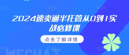 2024速卖通半托管从0到1实战必修课，掌握通投广告打法、熟悉速卖通半托管的政策细节-小何资源库