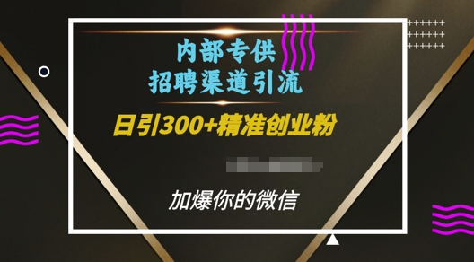 内部招聘渠道日引流300+创业粉，加爆你的微信【揭秘】-小何资源库
