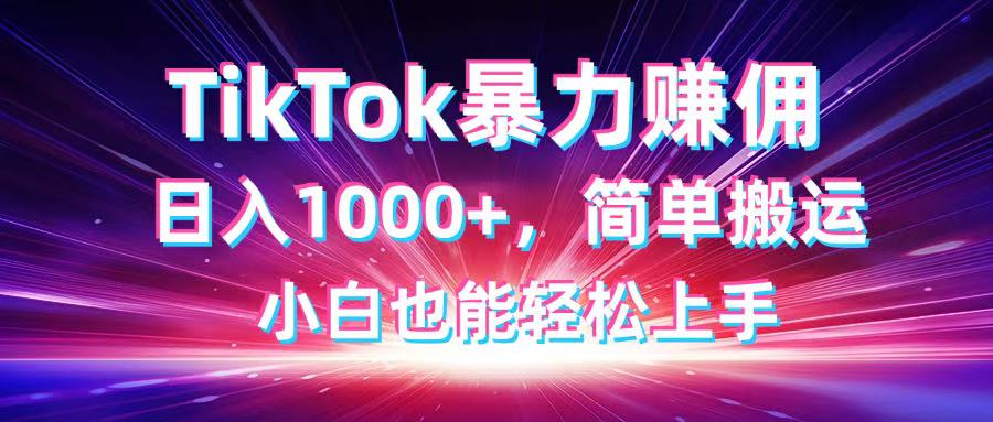（14402期）TikTok搬运暴力赚佣，日入1000+，简单搬运，小白也能轻松上手-小何资源库