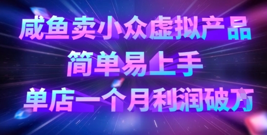 咸鱼卖小众虚拟产品，简单易上手，单店一个月利润破W-小何资源库