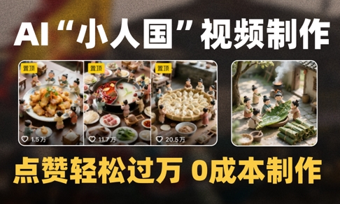 爆款1000W+播放微缩景观迷你小人国AI视频0成本制作全流程教学-小何资源库
