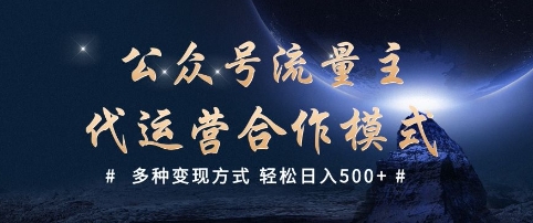 公众号流量主代运营  多种变现方式 轻松日入5张【揭秘】-小何资源库