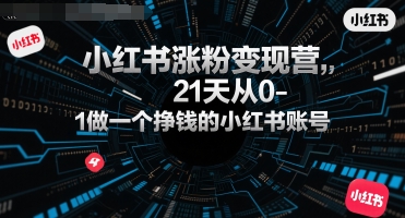 小红书涨粉变现营，21天从0-1做一个挣钱的小红书账号-小何资源库