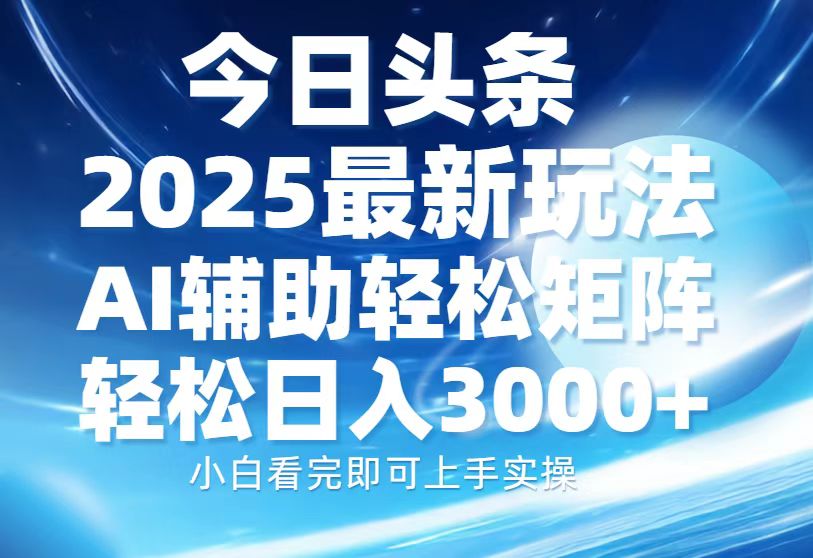 （13958期）今日头条2025最新玩法，思路简单，复制粘贴，AI辅助，轻松矩阵日入3000+-小何资源库