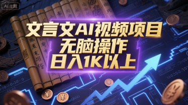 文言文AI视频项目，无脑操作，日入1K以上-小何资源库