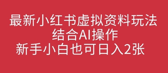 最新小红书虚拟资料玩法结合AI操作，新手小白也可日入2张-小何资源库