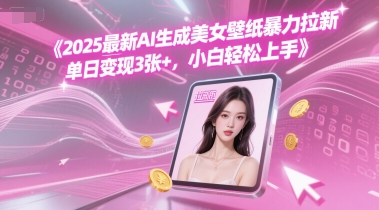 2025最新AI生成美女壁纸暴力拉新, 单日变现3张+，小白轻松上手-小何资源库