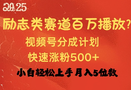 励志类赛道也能百万播放，快速涨粉500+视频号变现月入过W-小何资源库