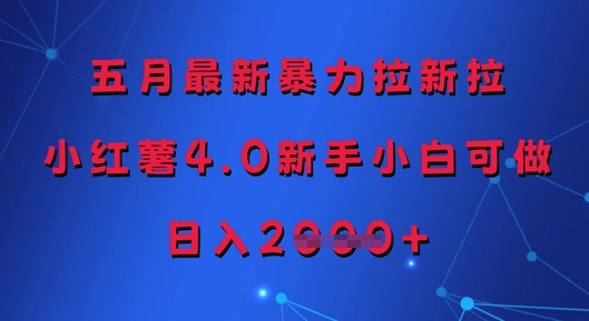 五月最新暴力拉新拉，小红薯4.0新手小白可做，日入多张-小何资源库