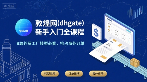 敦煌网(dhgate)新手入门全课程，B端外贸工厂转型必看，抢占海外订单-小何资源库