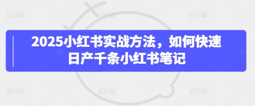 2025小红书实战方法，如何快速日产千条小红书笔记-小何资源库
