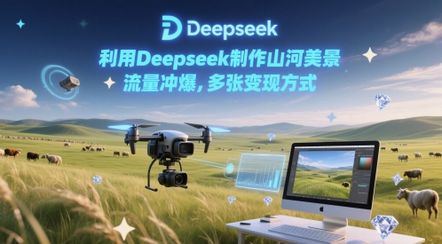 利用Deepseek制作山河美景，流量冲爆，多张变现方式-小何资源库