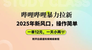 哔哩哔哩暴力拉新：2025年新风口，一单12元，一天数张(附开白渠道和保姆级教程)-小何资源库