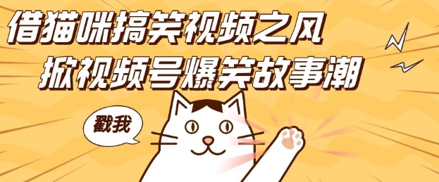 借猫咪搞笑视频之风，掀视频号爆笑故事潮，轻松日入四位数，无门槛快速入门!-小何资源库