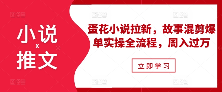 小说推文之蛋花小说拉新，故事混剪爆单实操全流程，周入过万-小何资源库
