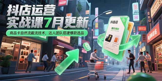 （15329期）抖店运营实战课7月更新，商品卡自然流截流技术，达人团队搭建爆款选品-小何资源库