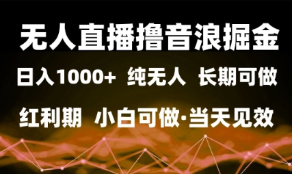 无人直播撸音浪掘金，日入1k+，纯无人红利期，小白可做，当天见效【揭秘】-小何资源库