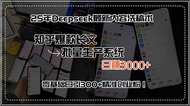 （15500期）25年Deepseek最新内容洗稿术，知乎爆款长文批量生产系统，日赚3000+，…-小何资源库