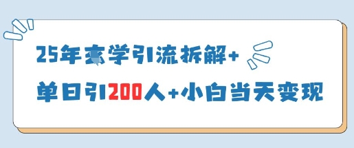 25年国学引流拆解+单日引200人+小白当天就能变现-小何资源库
