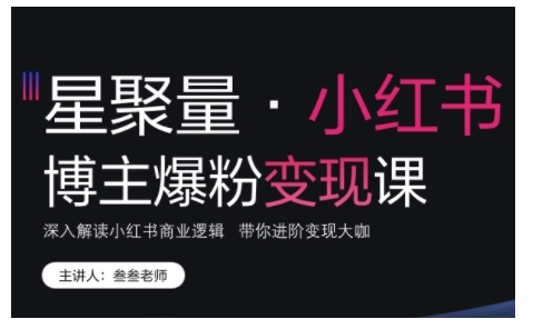 小红书博主爆粉变现课，深入解读小红书商业逻辑，带你进阶变现大咖-小何资源库
