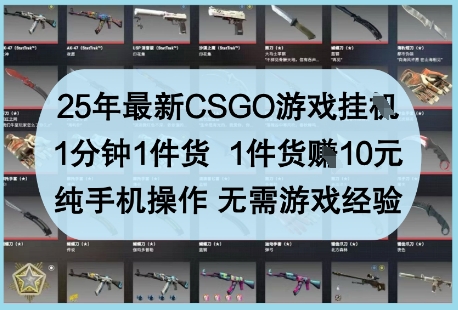 25年最新CSGO游戏挂G，1分钟1件货，1件货挣10元，纯手机操作，无需游戏经验【揭秘】-小何资源库