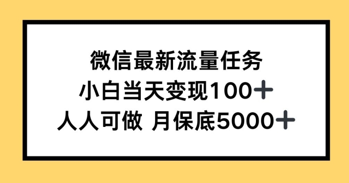 微信最新流量任务，小白当天变现100+，人人可做-小何资源库
