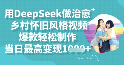 用DeepSeek做治愈乡村怀旧风格视频，爆款轻松制作，当日最高变现多张-小何资源库