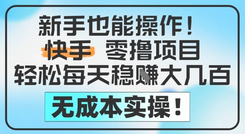 新手也能操作，快手零撸挣米，轻松每天挣2-5张，完全无成本-小何资源库