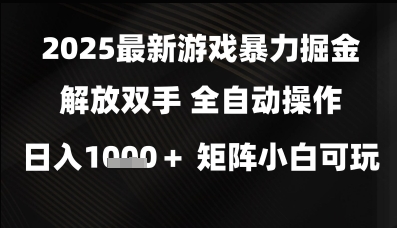 2025最新游戏暴力掘金解放双手，全自动操作，日入1k+矩阵，小白可玩【揭秘】-小何资源库