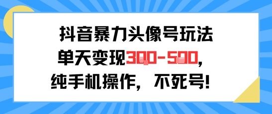 抖音暴力头像号玩法，单天变现3-5张纯手机操作，小白也能行-小何资源库