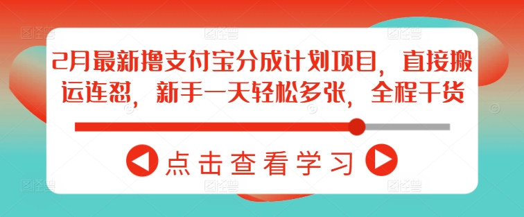 2月最新撸支付宝分成计划项目，直接搬运连怼，新手一天轻松多张，全程干货-小何资源库