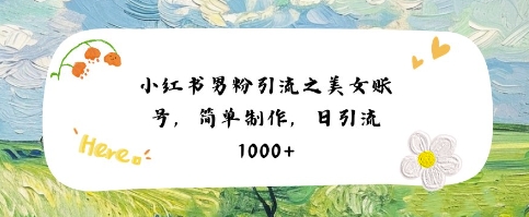 小红书男粉引流项目之美女账号6，简单制作，条条爆款原创，不违规-小何资源库